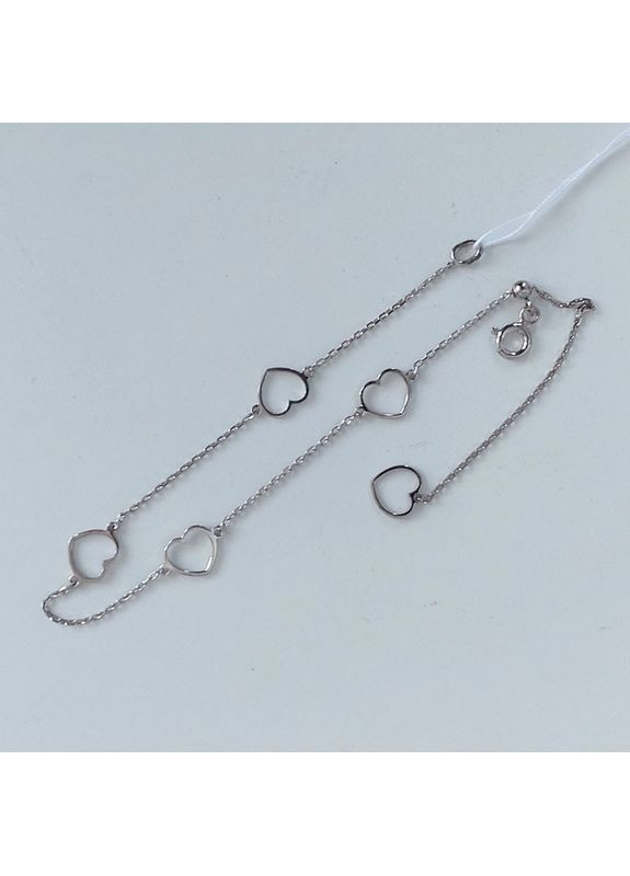 Браслет жіночий срібний з сердечками, розмір 16+7 см No Brand (355922019)