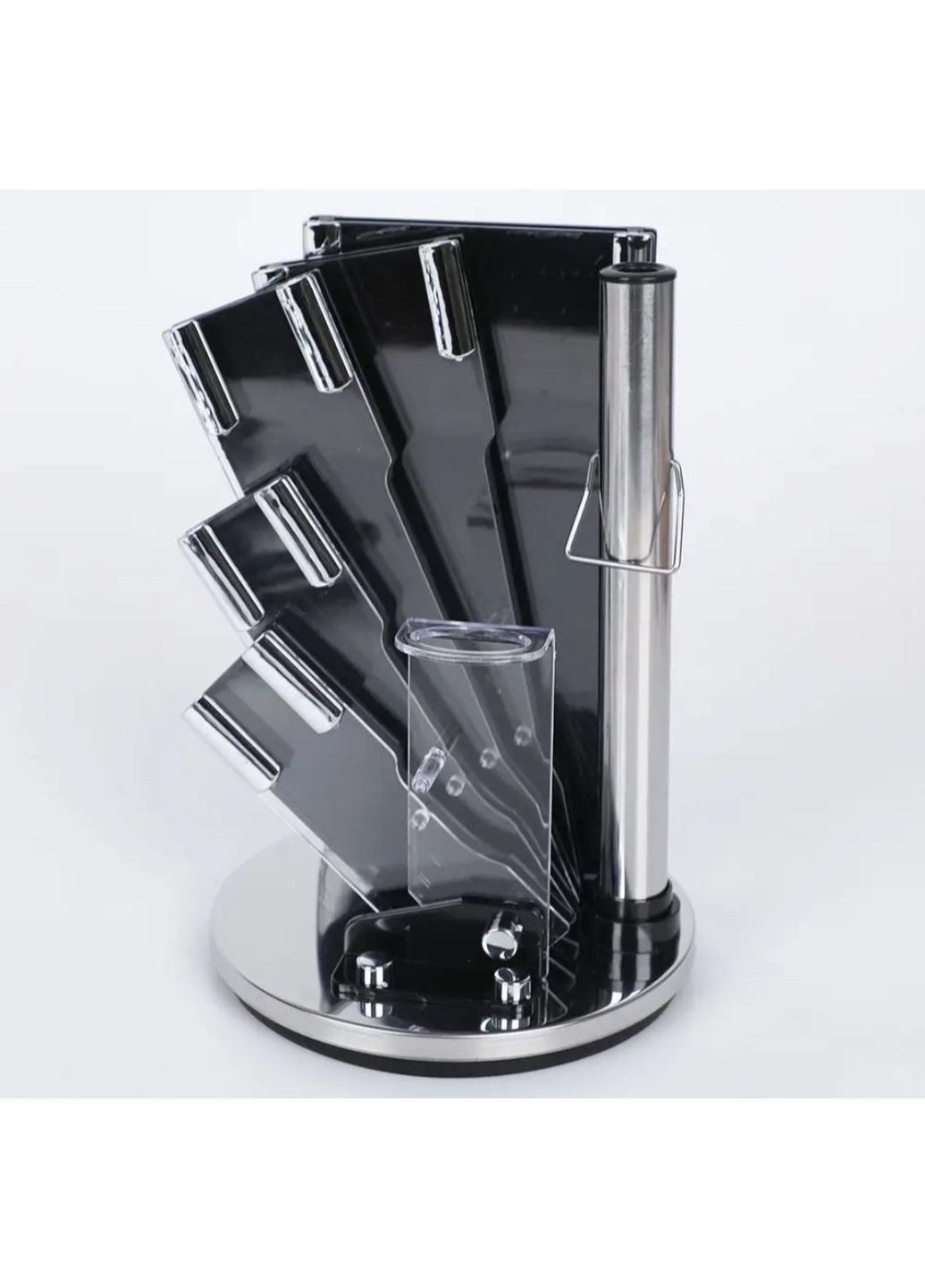 Набір кухонних ножів з підставкою 9 предметів No Brand чорний,