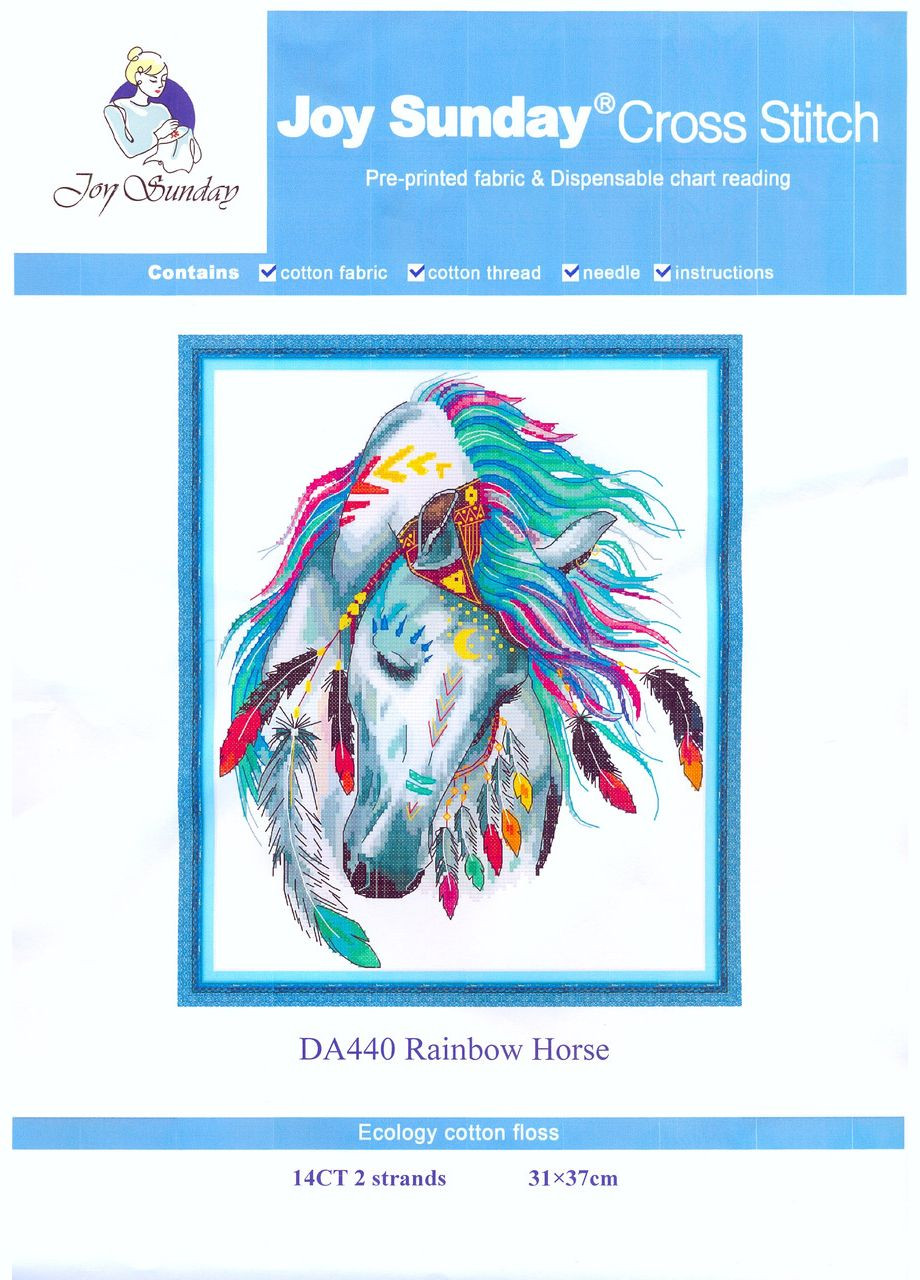 Набір для вишивання за нанесеною на канву схемою "Rainbow Horse". AIDA 14CT printed,31*37см Joy Sunday (313613683)