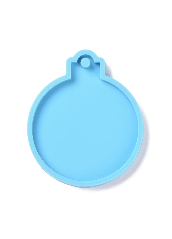 Силіконова форма Молд ялинкова іграшка кругла під заливку смолою епоксидною чи УФ Блакитний 82 мм x 69 мм x 7 мм K051-19 Finding (369798347)