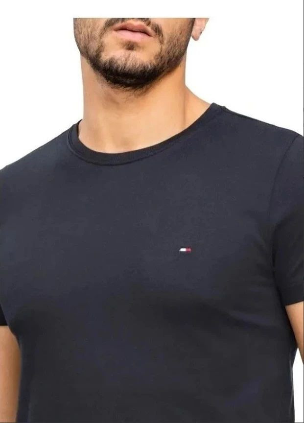 Темно-синяя футболка мужская с коротким рукавом Tommy Hilfiger Essential Cotton Tee Dark Blue
