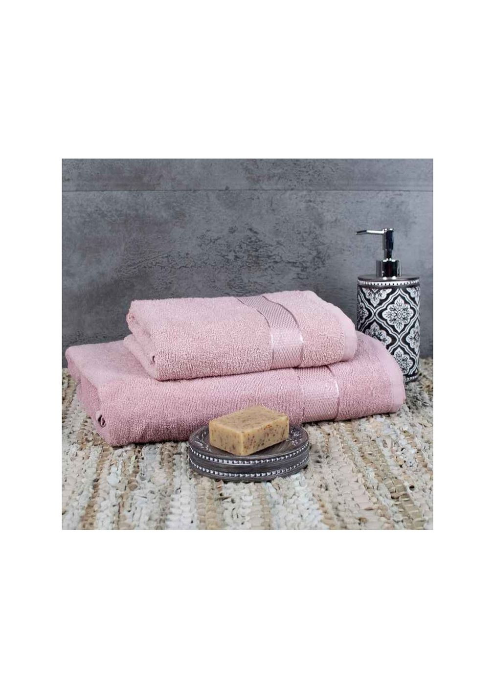 Рушник махровий (бордюр САТИН) Aisha рожевий