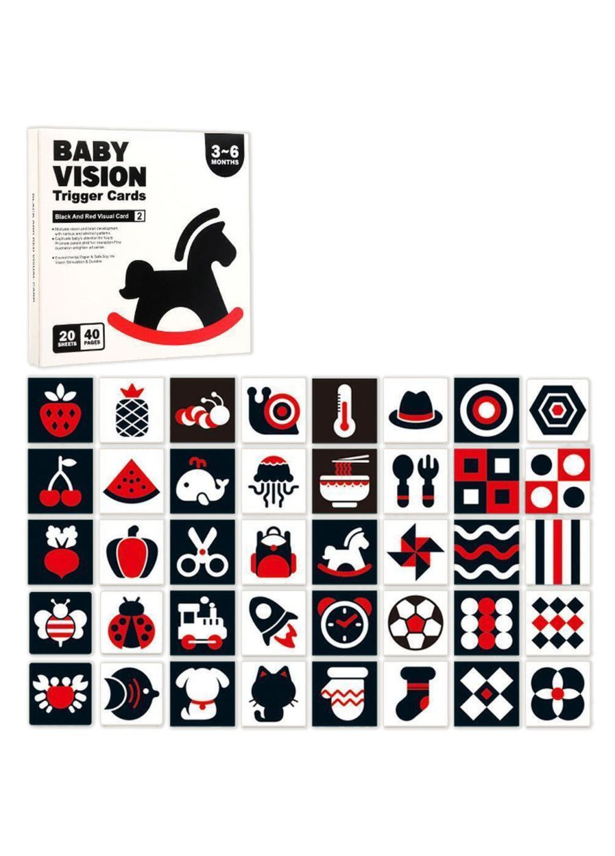 Картки Монтессорі для візуальної стимуляції та дошкільної освіти 3-6 місяців No Brand (366303636)