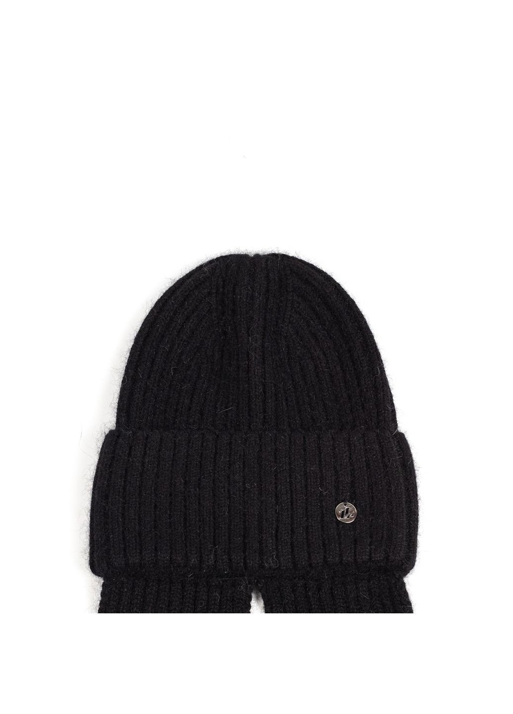 Шапка по голові з шарфом жіноча віскоза з ангорою чорна РІМА LuckyLOOK 591-837 (322789392)