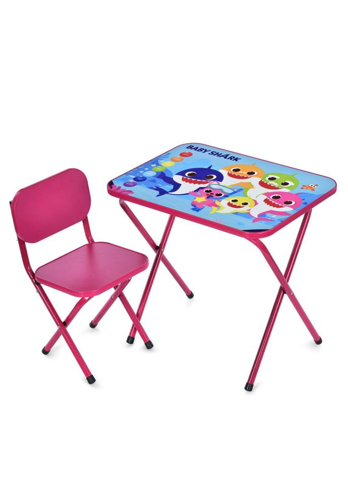 Складний дитячий столик зі стільцем малиновий парта для навчання та творчості дитячі меблі Bambi (368757826)