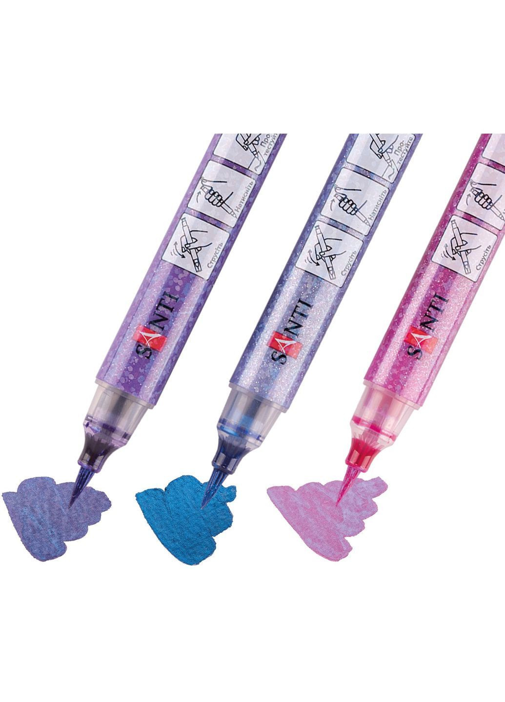 Набор акварельных маркеров Glitter Brush Оттенки фиолетового 3 шт. () Santi 390770 (363256164)