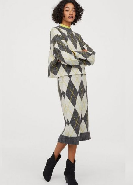 Серая в клетку юбка H&M