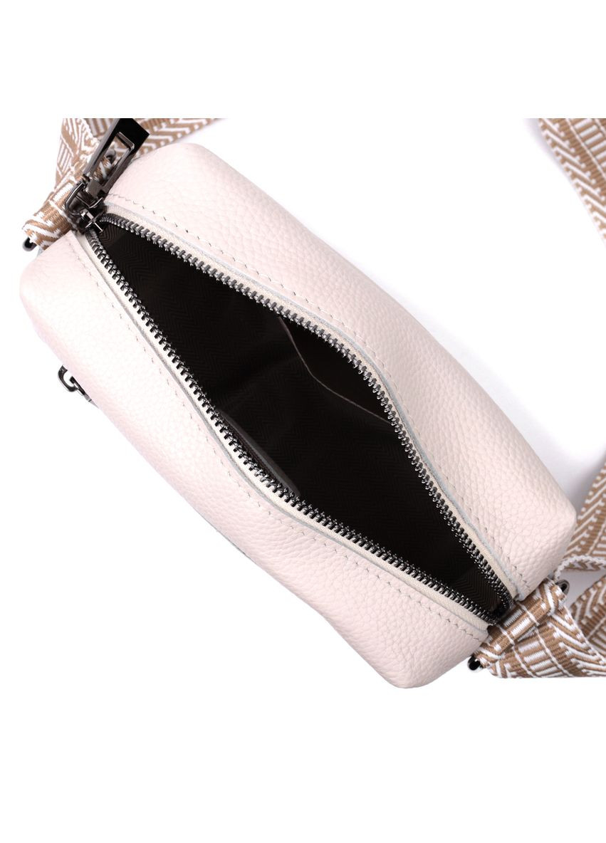 Женская кроссбоди на одно отделение из натуральной кожи белая 22602 Vintage (329197737)