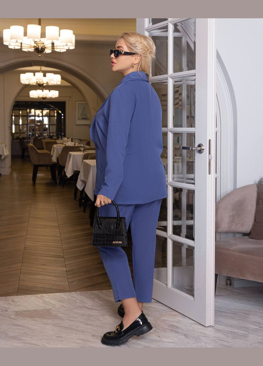 Женский костюм брюки и пиджак цвет синий р.50/52 450156 New Trend (282434909)
