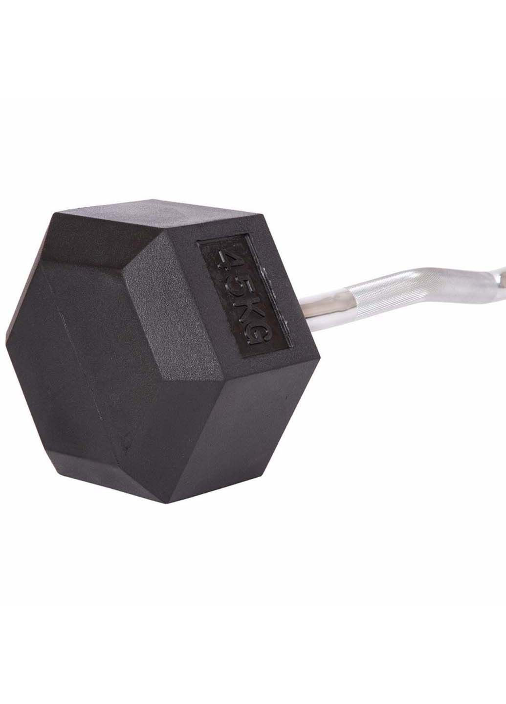 Штанга фіксована вигнута гумова Rubber Hexagon Barbell TA-6231 45 кг Zelart (286043527)