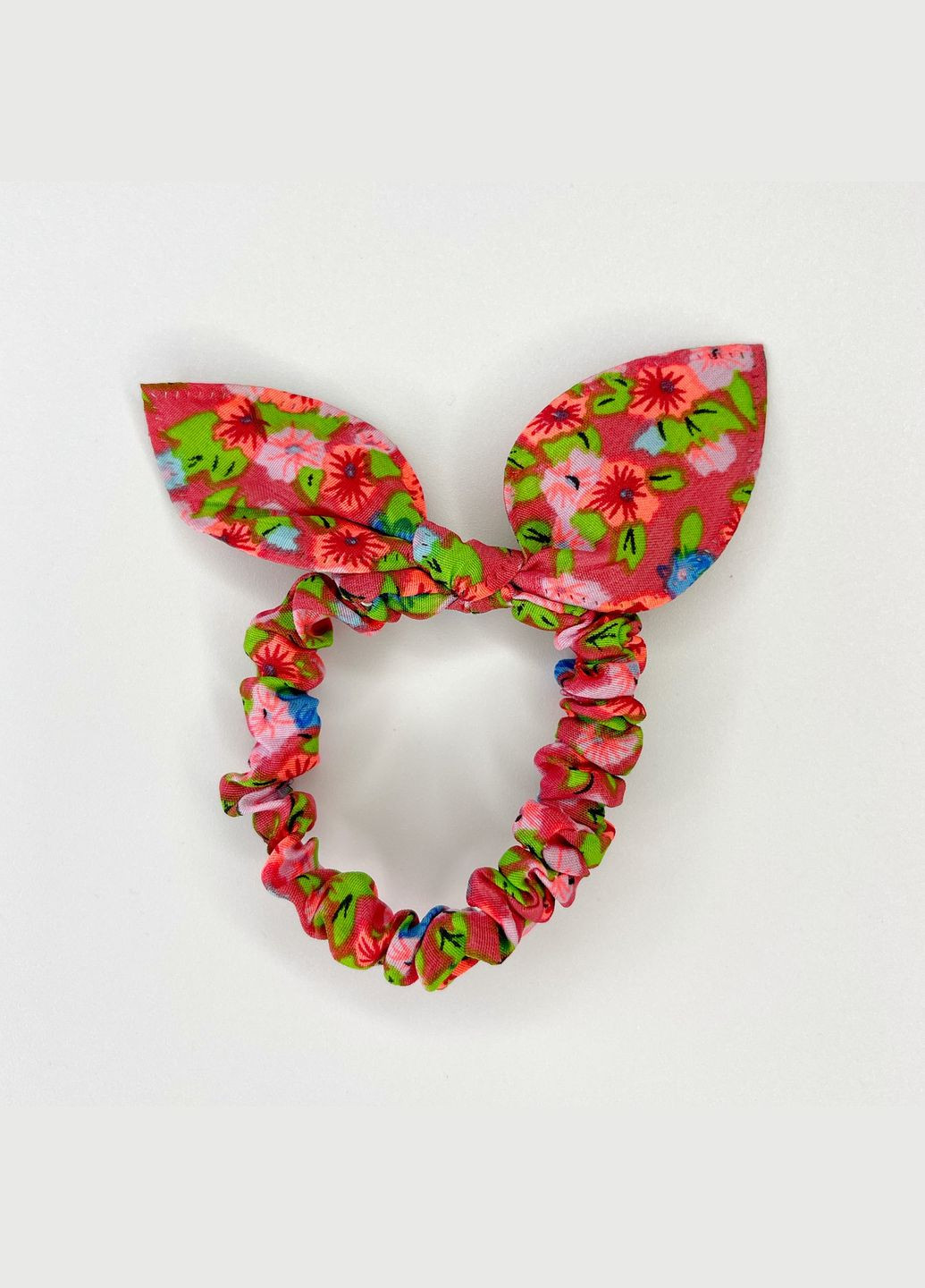 Гумка для волосся Резинка з вушками Солоха в квітах Червоний 5 см Finding (332054987)