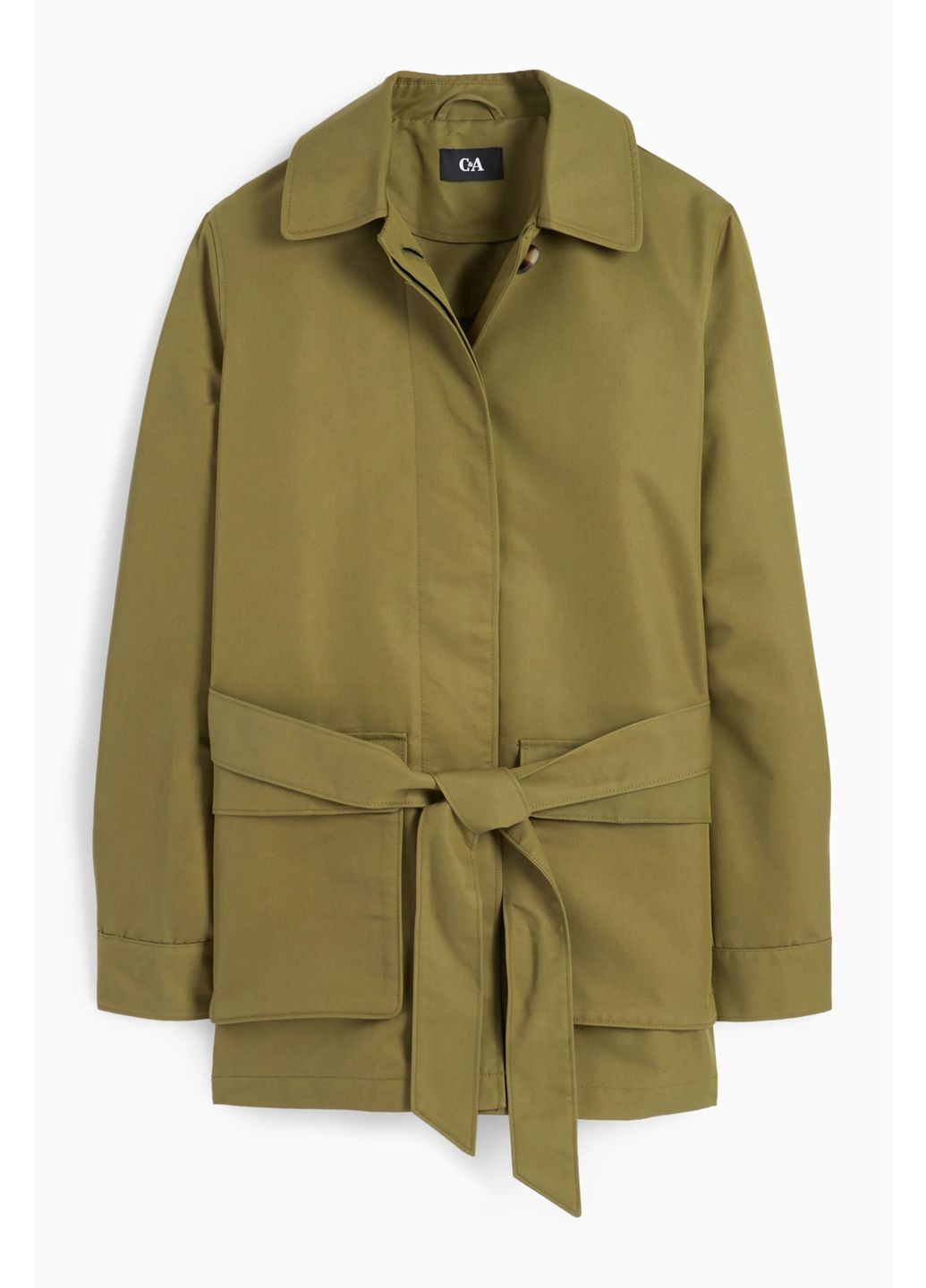 Оливкове (хакі) демісезонне Тренч із бавовни C&A