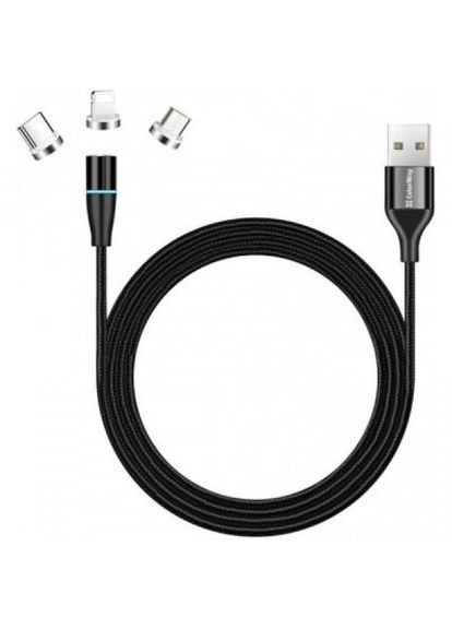 Дата кабель USB 2.0 AM to Lightning + Micro 5P + TypeC 1.0m Magnetic (CW-CBUU038-BK) Colorway usb 2.0 am to lightning + micro 5p + type-c 1.0m m (268140156)