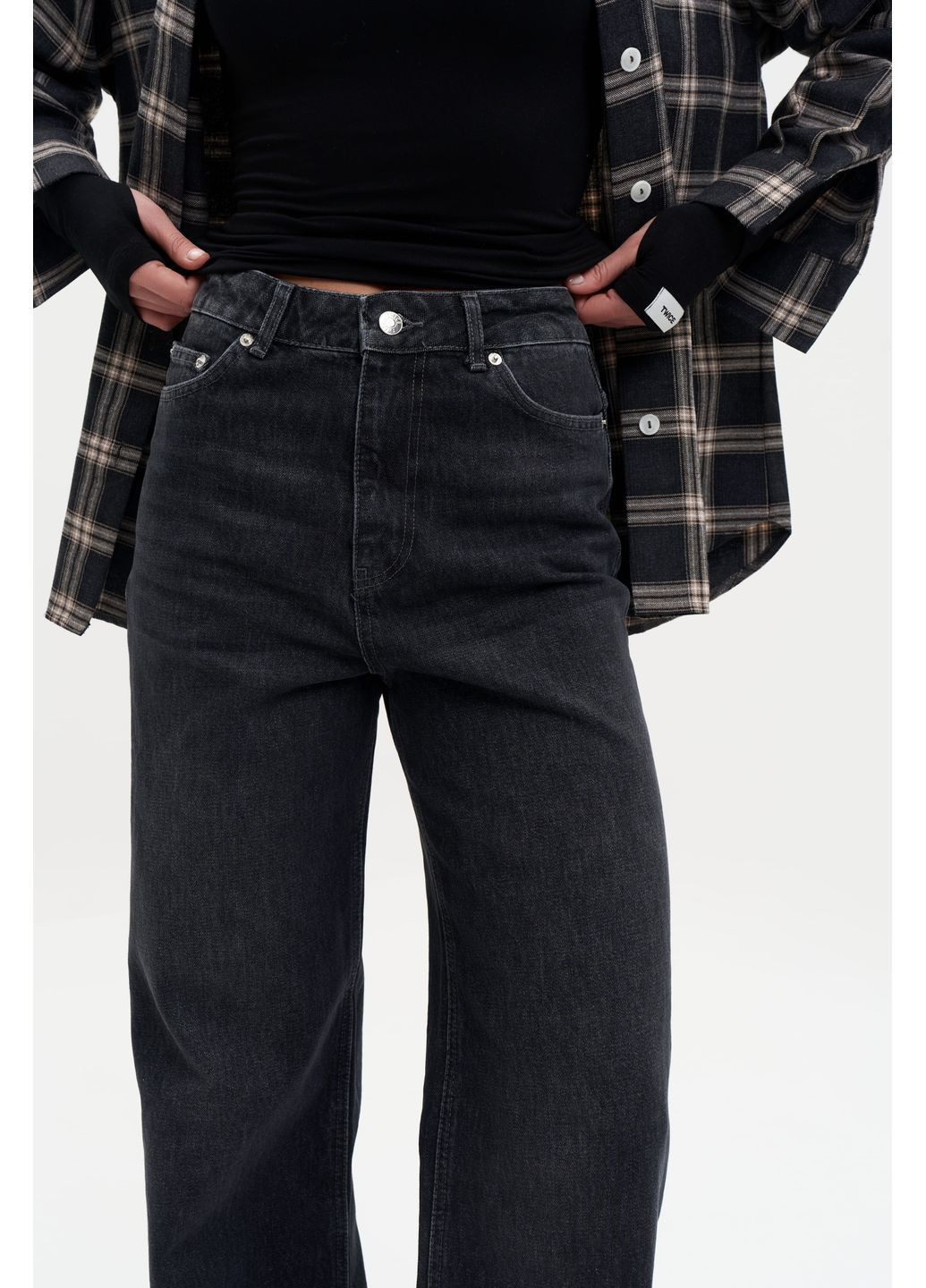 ДЖИНСЫ WIDE LEG ГРАФИТОВЫЙ WL 586 Twice - (370754947)