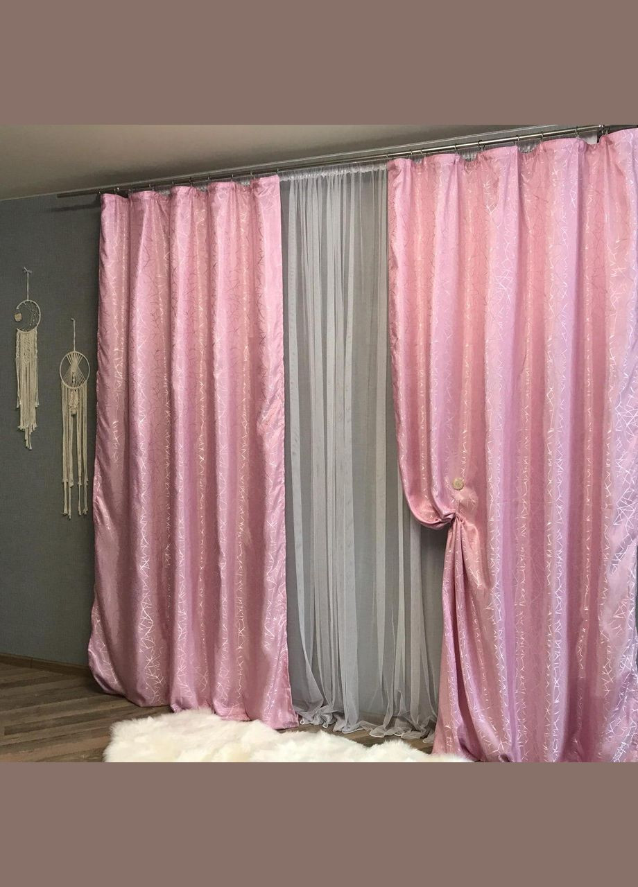 Набір штори для спальні Жаккард Рожевий 200x270 см (Е1011011B) No Brand (306633902)