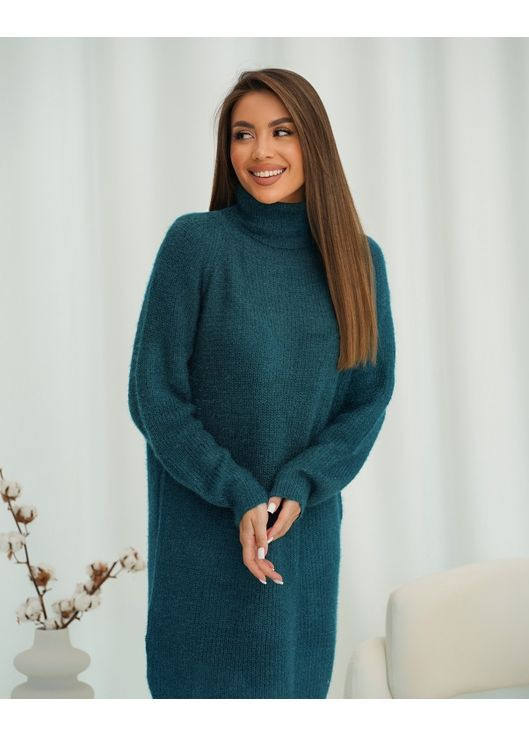 Темно-зелена повсякденний, кежуал сукня-гольф вільного крою сукня светр Magnet однотонна