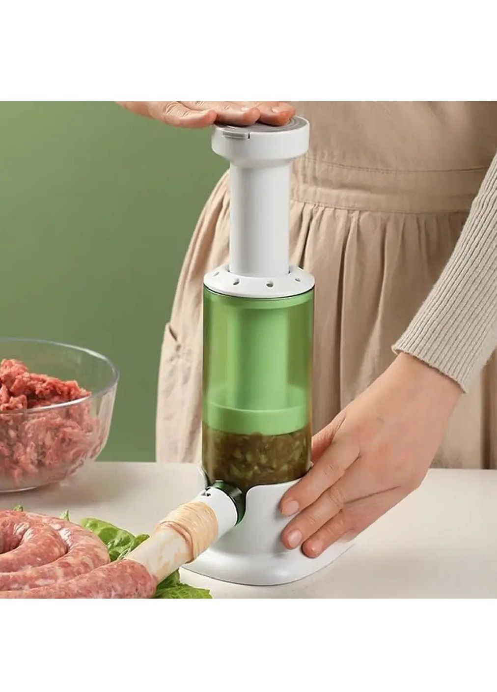 Універсальна ручна пластикова ковбасниця шприц машинка для приготування різних видів ковбас сосисок (480844-Prob) Зелений Unbranded (345559556)