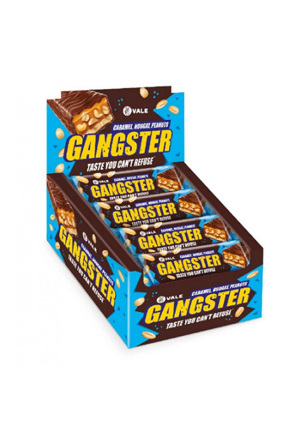 Поживний Батончик Gangster - 20x100г Карамель-Нуга -Арахіс Vale (292562624)