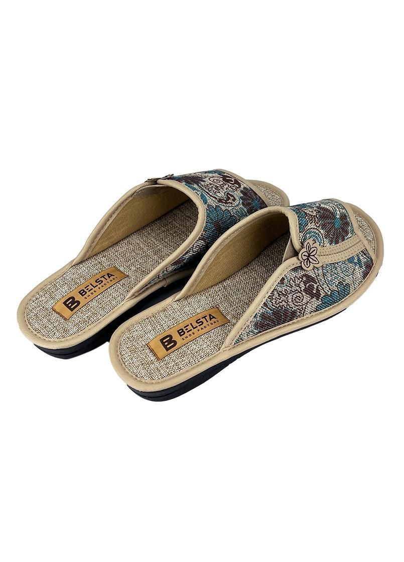 Бежевые домашние тапочки женские текстильные бежевые 166-1 Белста