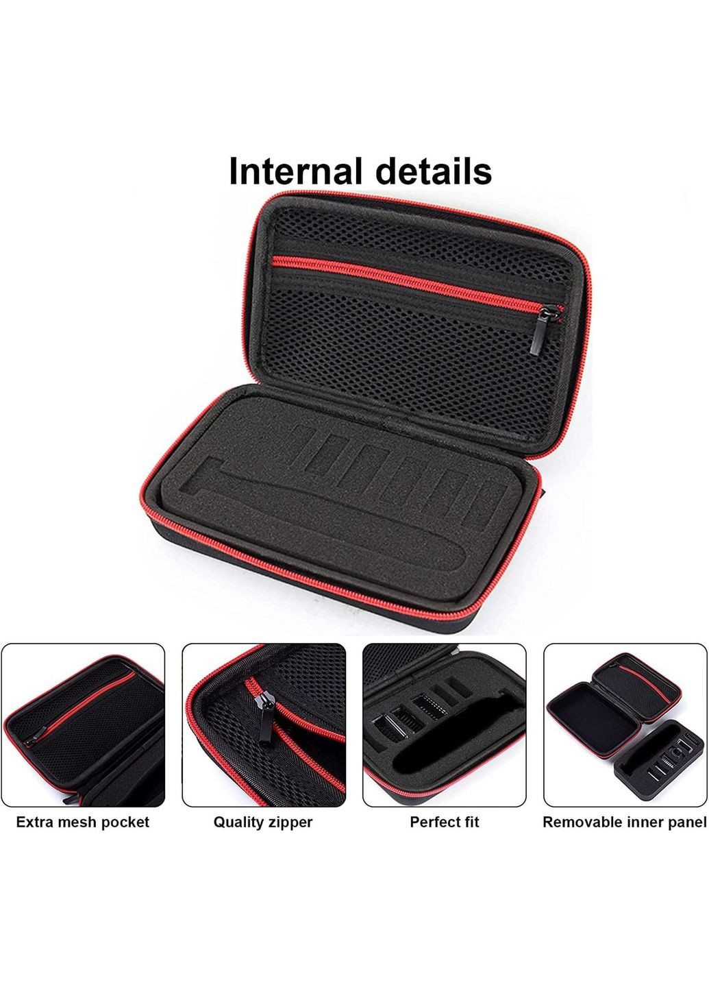 Чохол для бритви Philips OneBlade QP2520 QP2530 QP2620 QP2630 Жорсткий кейс з відділеннями для 6 насадок і сітчастою кишенею Red No Brand (368774972)