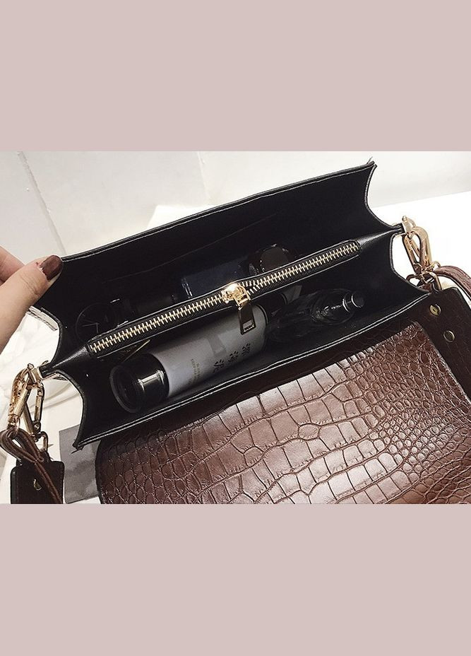 Женская мини сумка через плечо змеиный принт эко кожа с двумя ремешками черная (sku_650) No Brand (330576007)