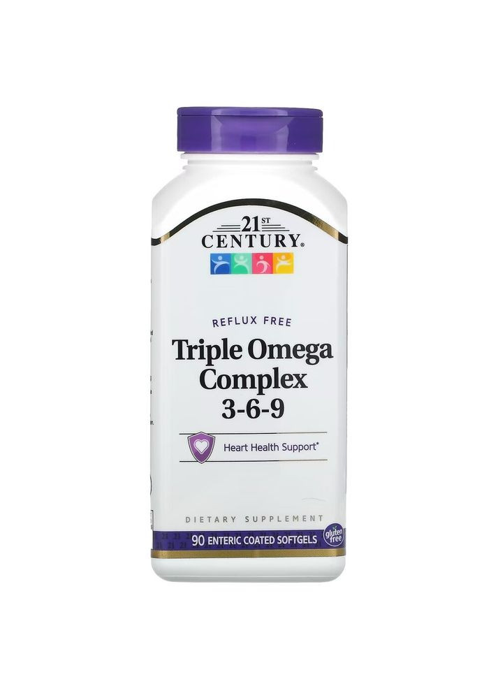 Жирні кислоти Triple Omega Complex 3-6-9, 90 капсул 21st Century (324418558)
