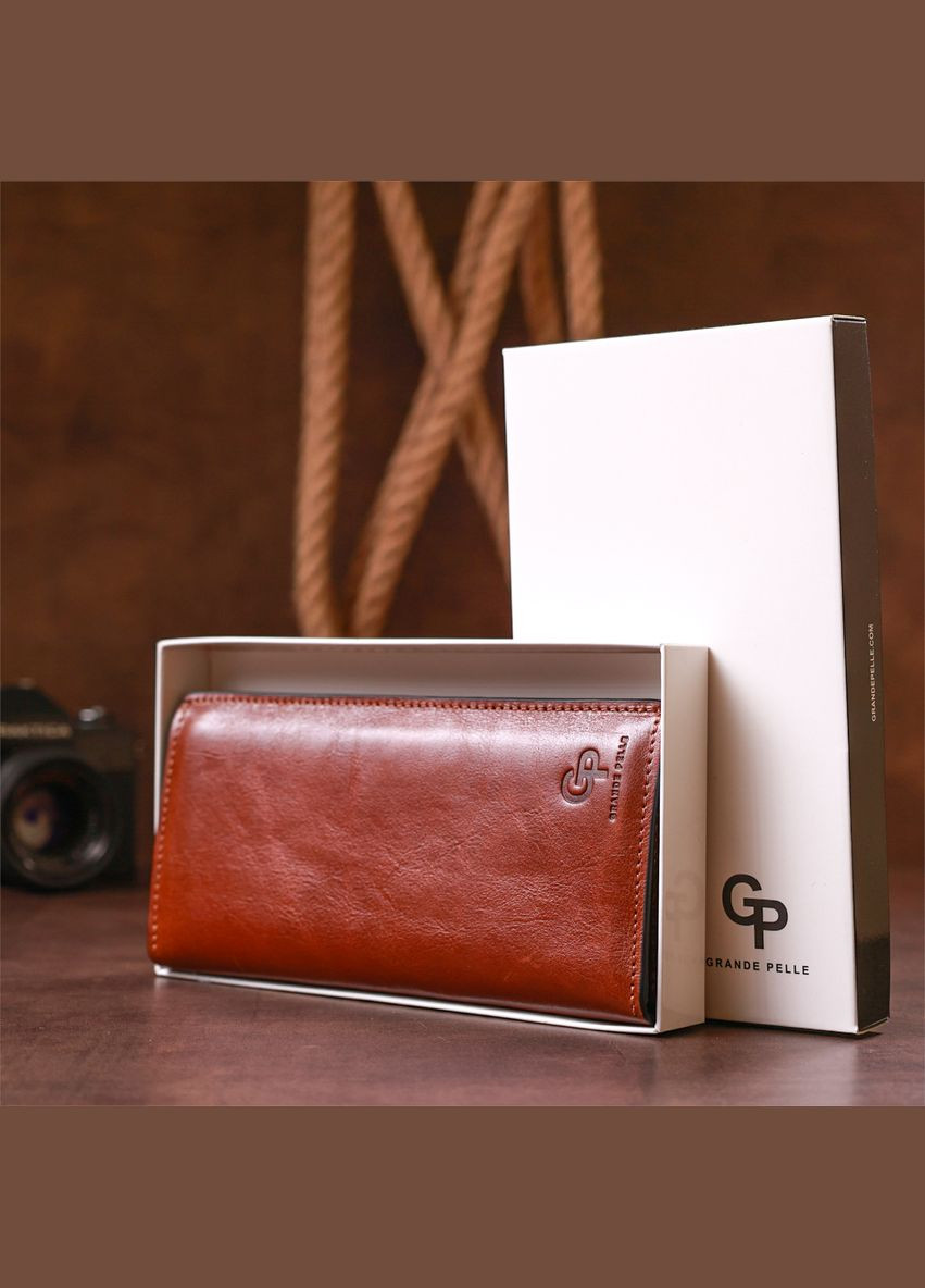 Вертикальное портмоне мужское кожаное 11213 Коричневый Grande Pelle (306882038)