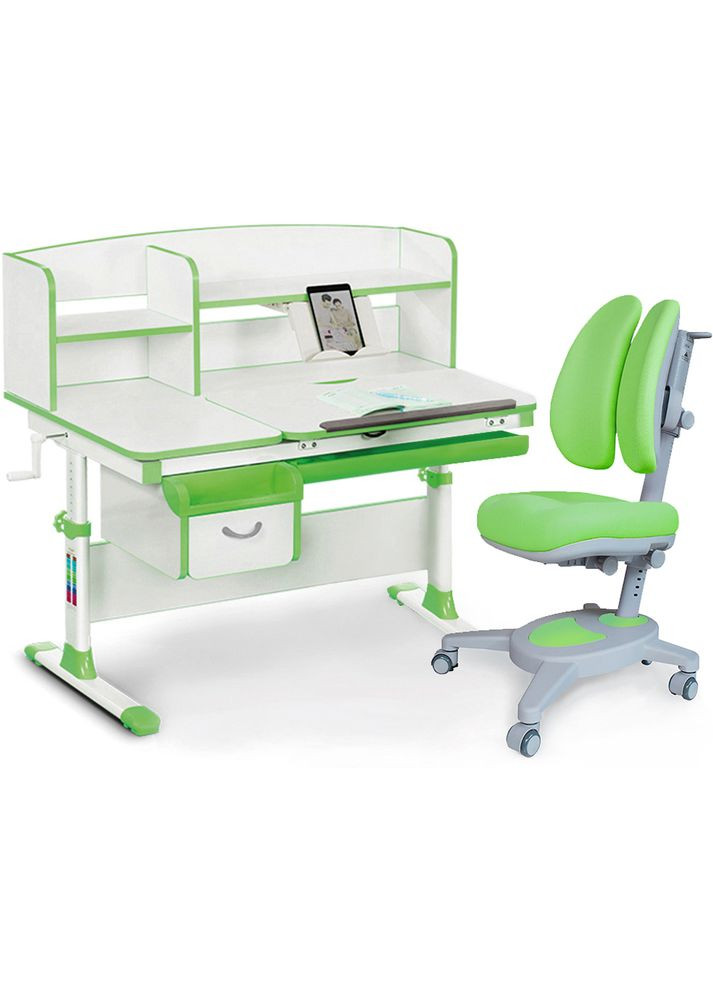 Комплект Evo 50 Z Green (арт. Evo-50 Z + крісло Y-115 KZ) /(стіл+ящик+полиця+крісло)/ біла стільниця, колір пластика з Evo-Kids Evo-50 Z + Y-115 KZ (361498055)