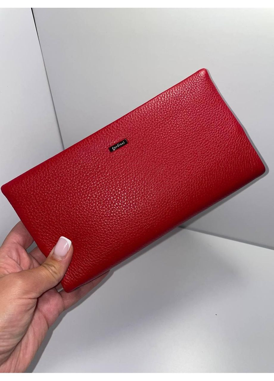 Шкіряний жіночий тонкий гаманець червоній Cardinal (369723569)