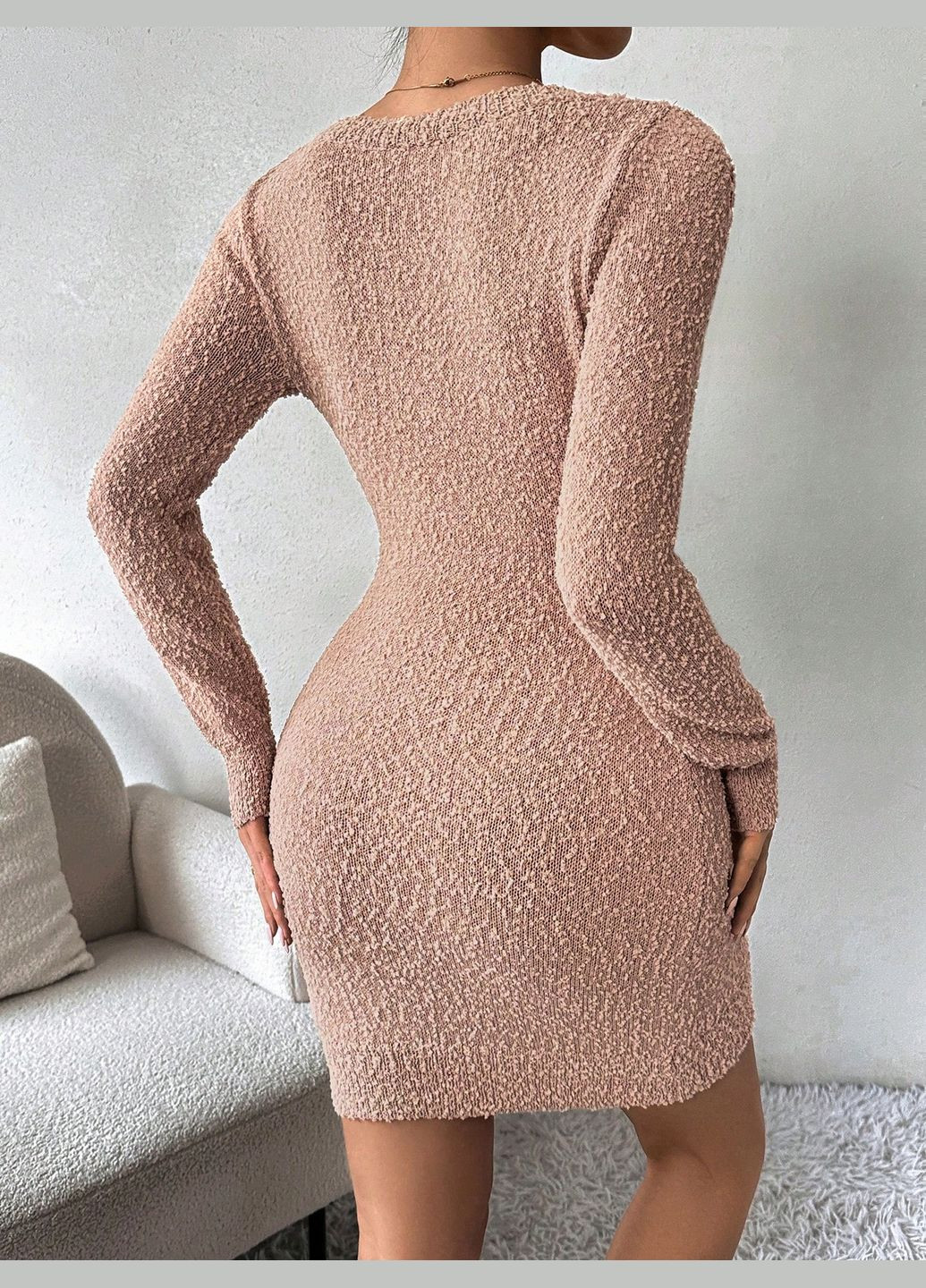 Коричневое повседневный платье SHEIN однотонное