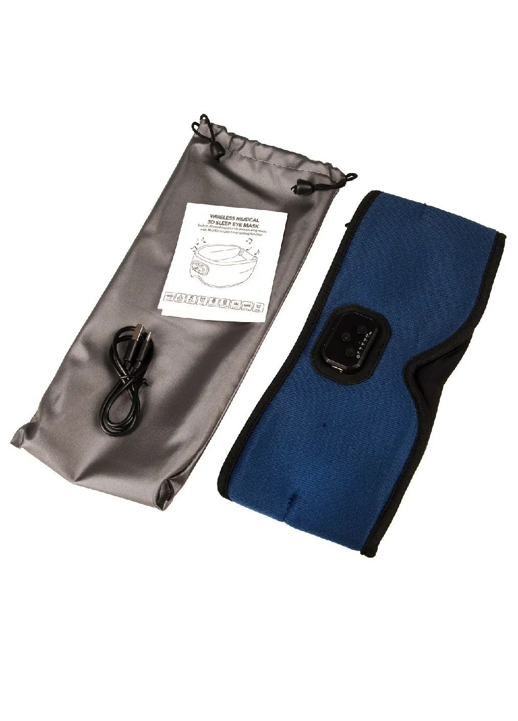 Маска для сну з Bluetooth гарнітурою таймером регульованою застібкою роботою від USB 46х11 см (479459-Prob) Темно-синя Unbranded (319301962)