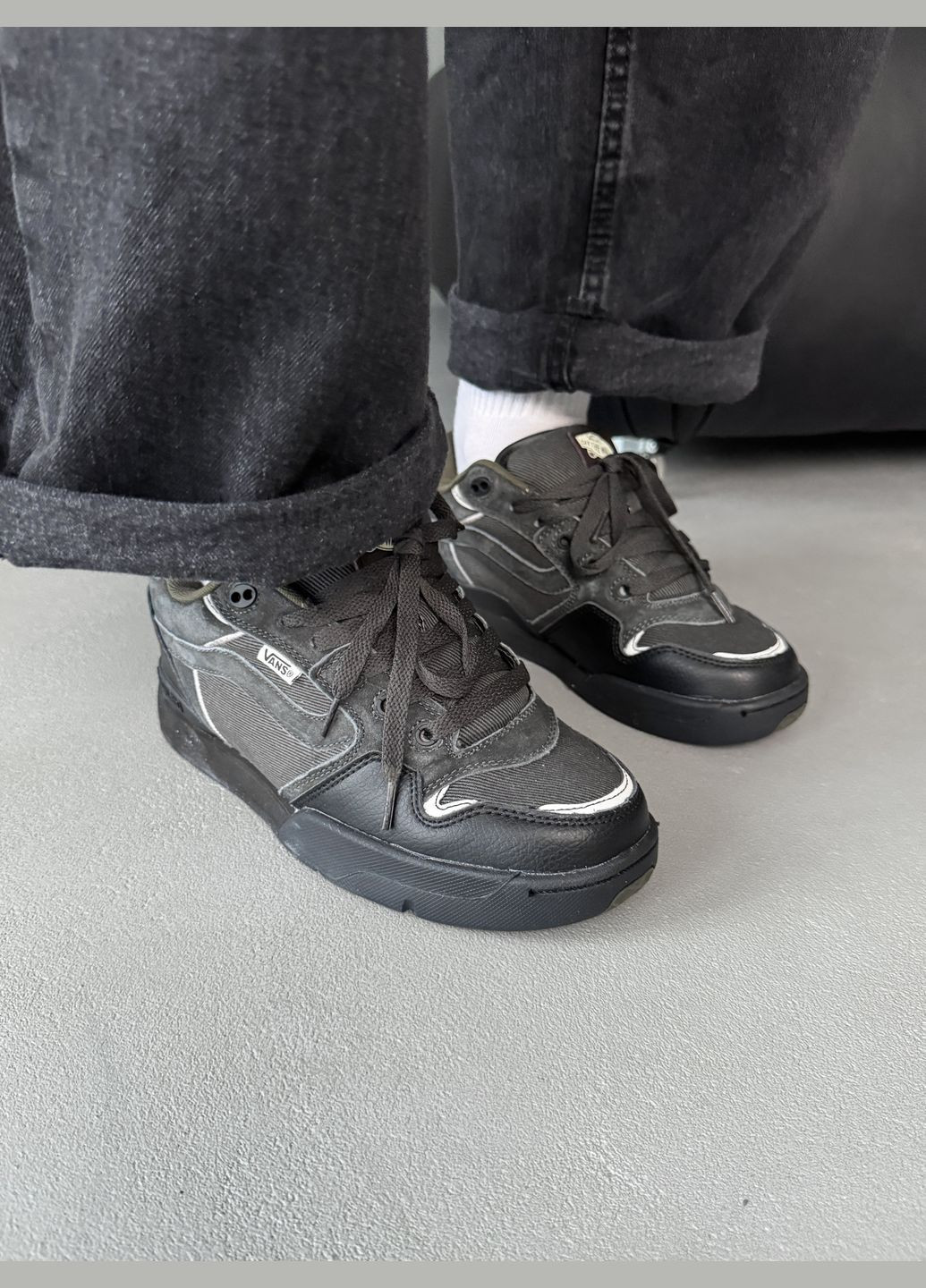 Черные демисезонные кроссовки мужские и женские vans rowley xlt x dime black | ванс ровли хтл черные No Brand