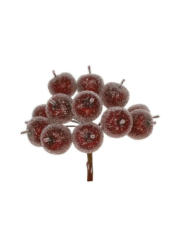 Ветка для декора 12см Декоративная ветка с имитацией ледяного покрытия 12 мини-яблок No Brand (366734754)