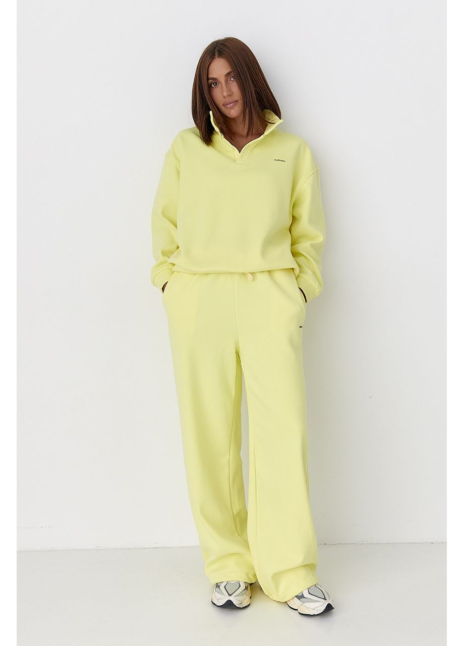 Теплый костюм со свитшотом-поло и прямыми брюками Lurex (348813511)