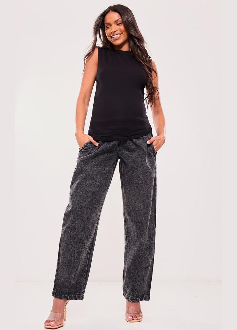 Чорна блузка для вагітних PrettyLittleThing