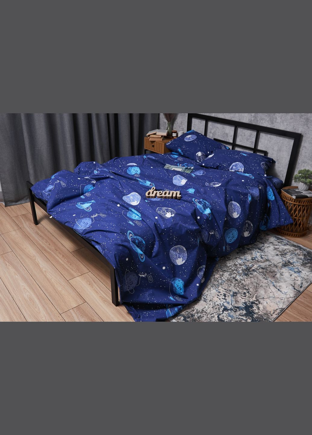 Комплект постельного белья Бязь Gold Люкс «» двуспальный 175х210 наволочки 2х40х60 (MS-820004800) Moon&Star planets (293148001)