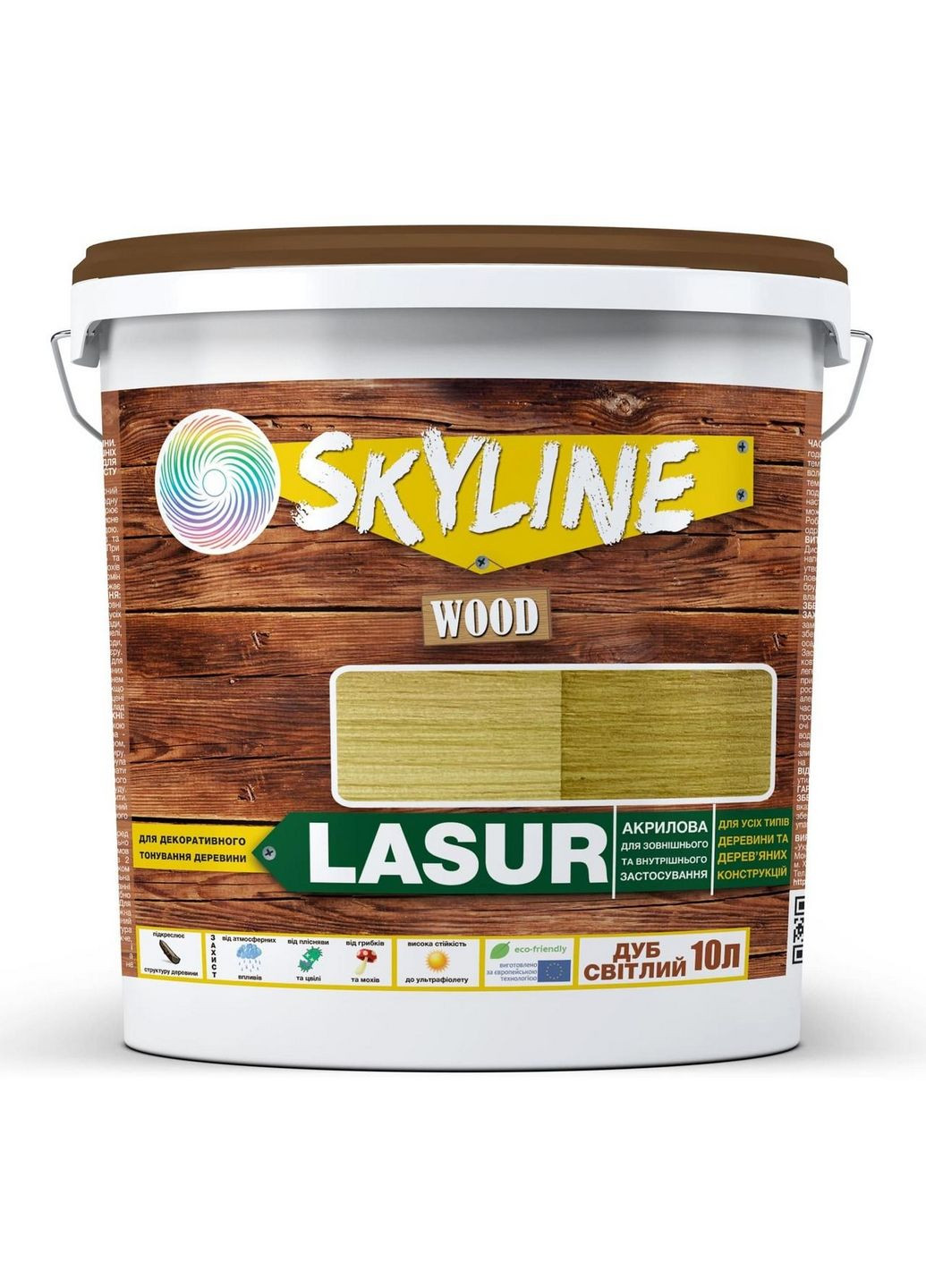 Лазурь декоративно-защитная для обработки дерева LASUR Wood Дуб светлый 10л SkyLine (283327804)