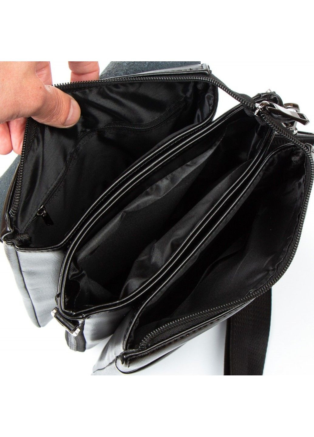 Чоловіча сумка через плече зі шкірозамінника 525-3 black Dr. Bond (291682866)