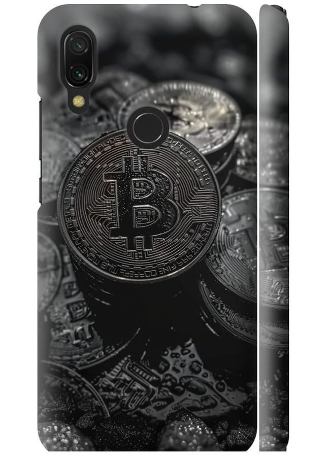 3D пластиковый матовый чехол 'Black Bitcoin' для Endorphone Xiaomi Redmi 7 (289531004)