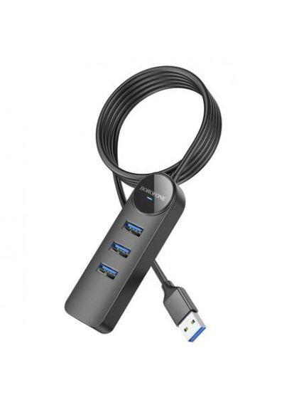Конвертер адаптер USB — на мережевий вихід RJ45 — DH6 Erudite 4-in-1 Gigabit Ethernet Adapter 120 см Borofone (293345347)