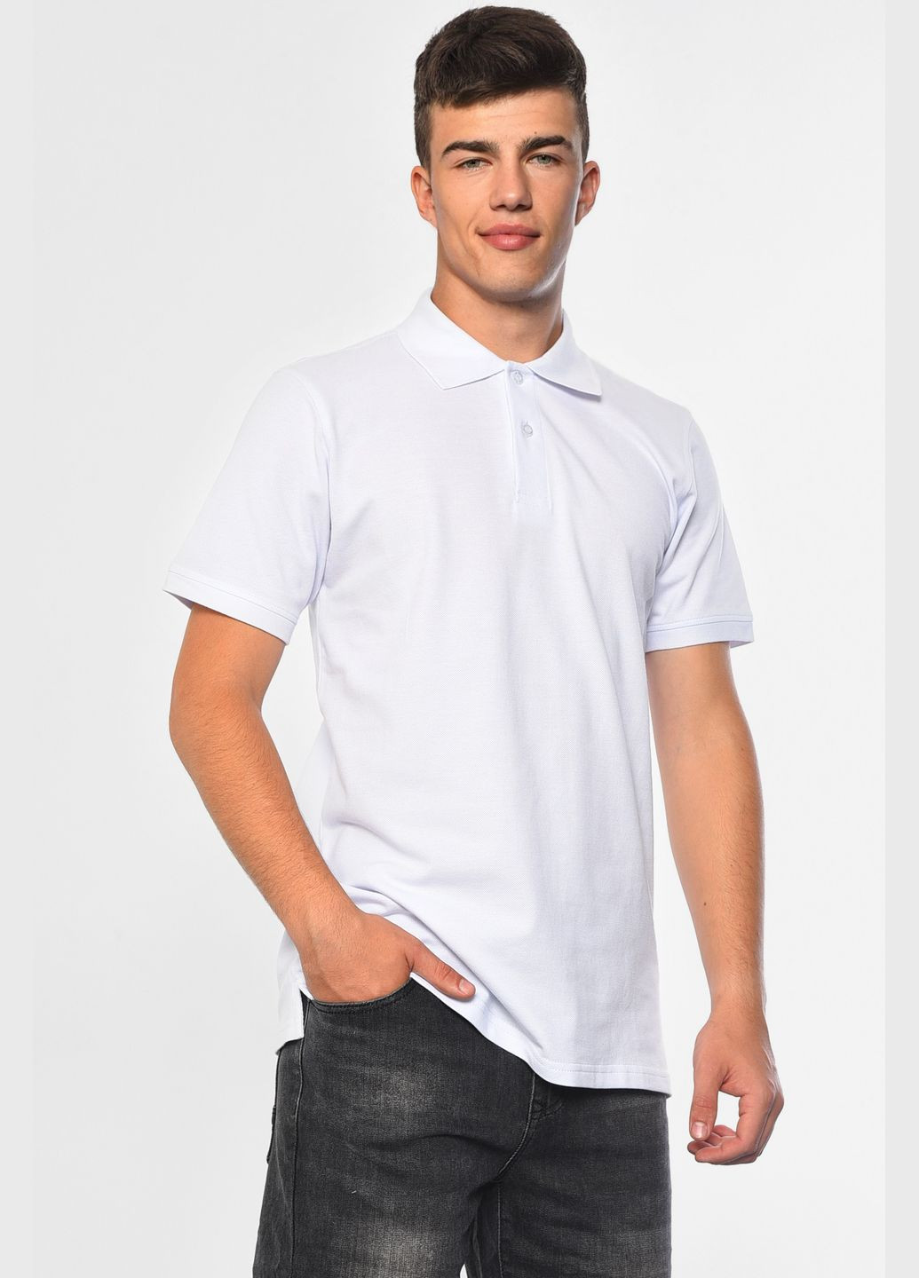 Біла футболка чоловіча поло білого кольору Let's Shop