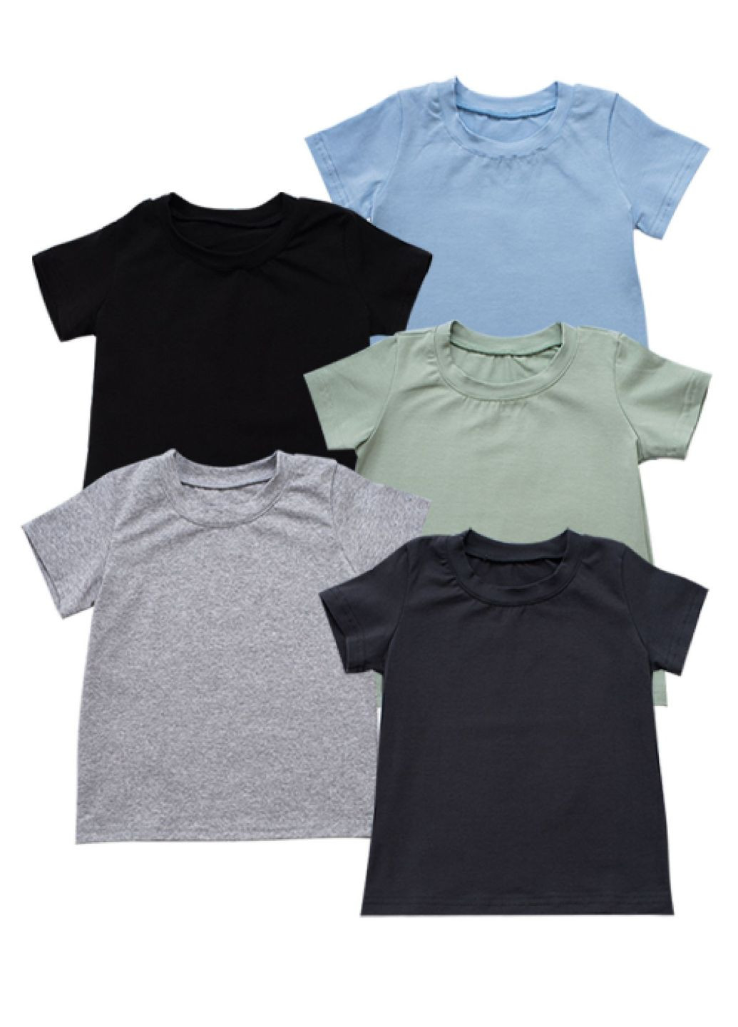 Світло-сіра демісезонна комплект дитячих футболок 5 шт Malwel