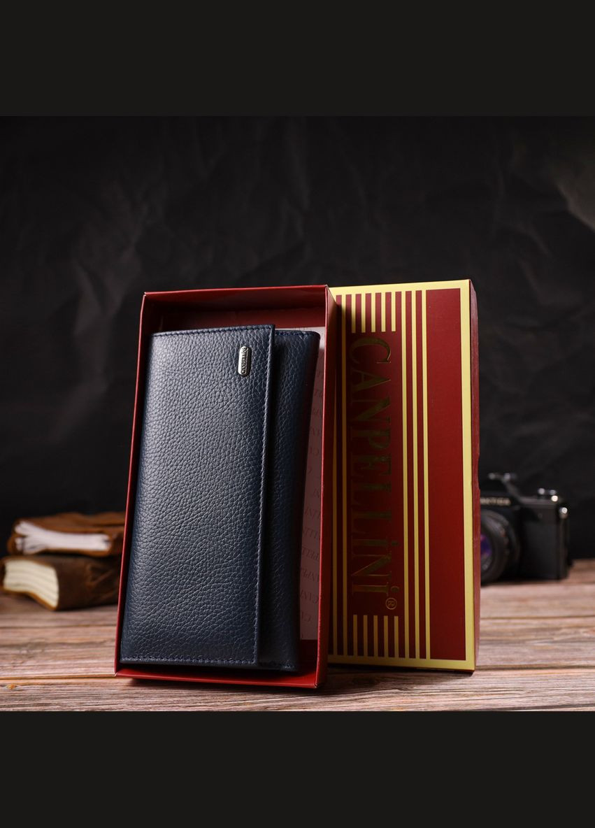 Надійний портмоне унісекс із натуральної шкіри флотар 21849 Синє Canpellini (331911208)