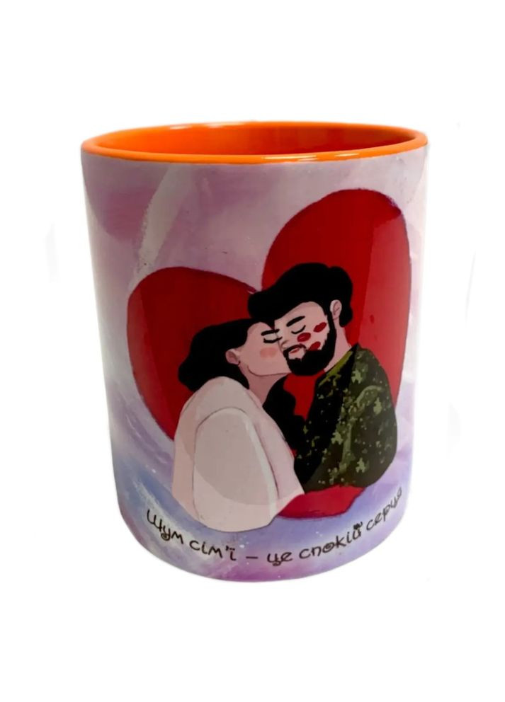 Чашка Шум семьи - это спокойствие сердца! (чашка внутри и ручка оранжевые) 330 мл сублимация 4PROFI (316323857)