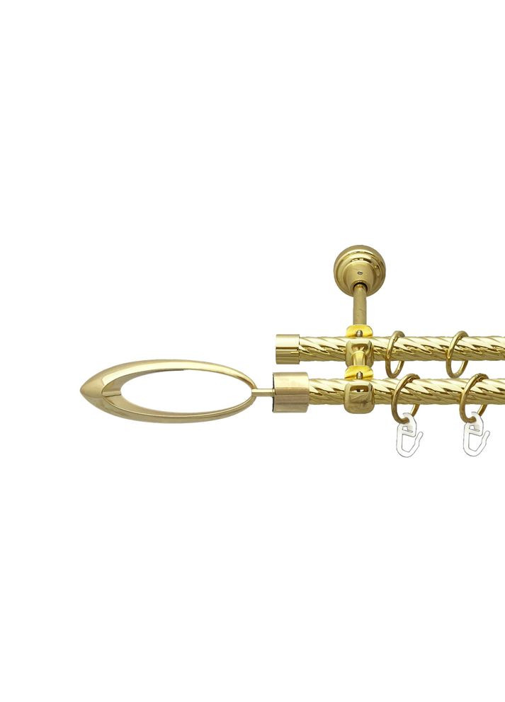 Карниз Венеція металевий дворядний відкритий скручена труба Золото 16\16 мм 160 см (00-00024896) ORVIT (300847329)