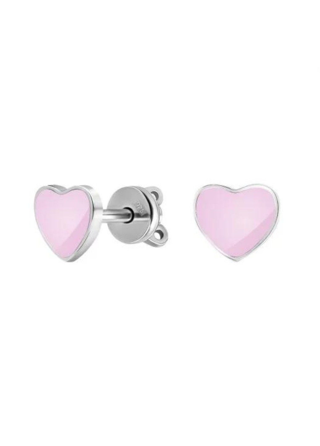 Серебряные серьги-пусеты с розовой эмалью Сердце UMAX (289351616)