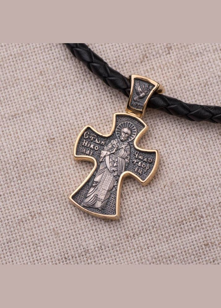 Серебряный православный крест с позолотой 132507 Oniks (264024540)