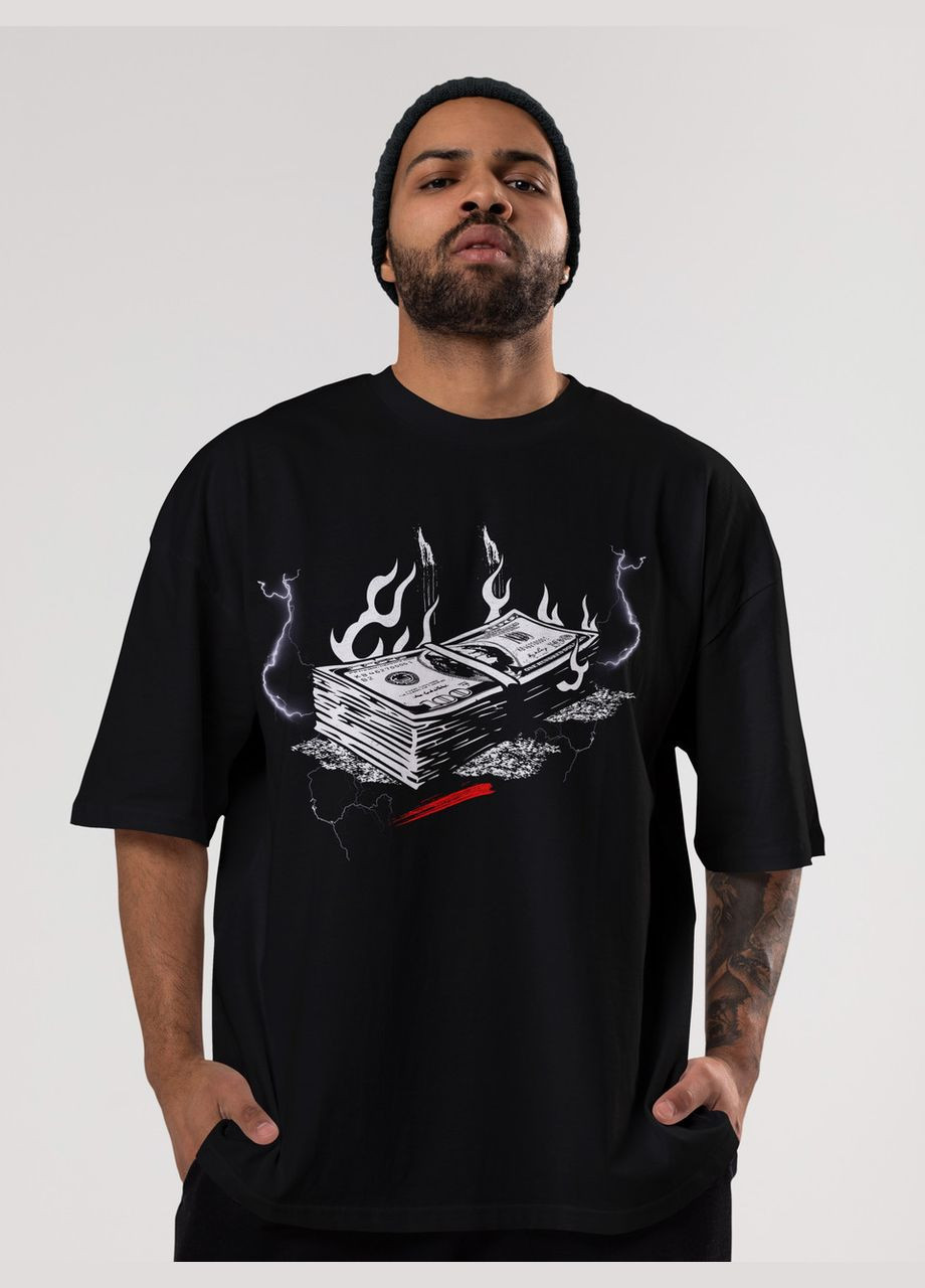 Черная мужская футболка оверсайз urban черная высокая плотность с длинным рукавом Mishe