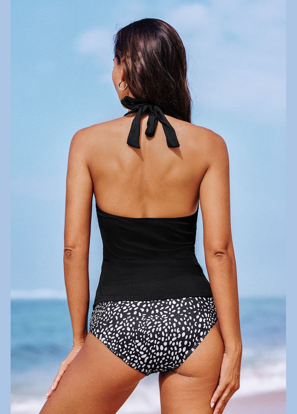 Черно-белый летний купальник CUPSHE