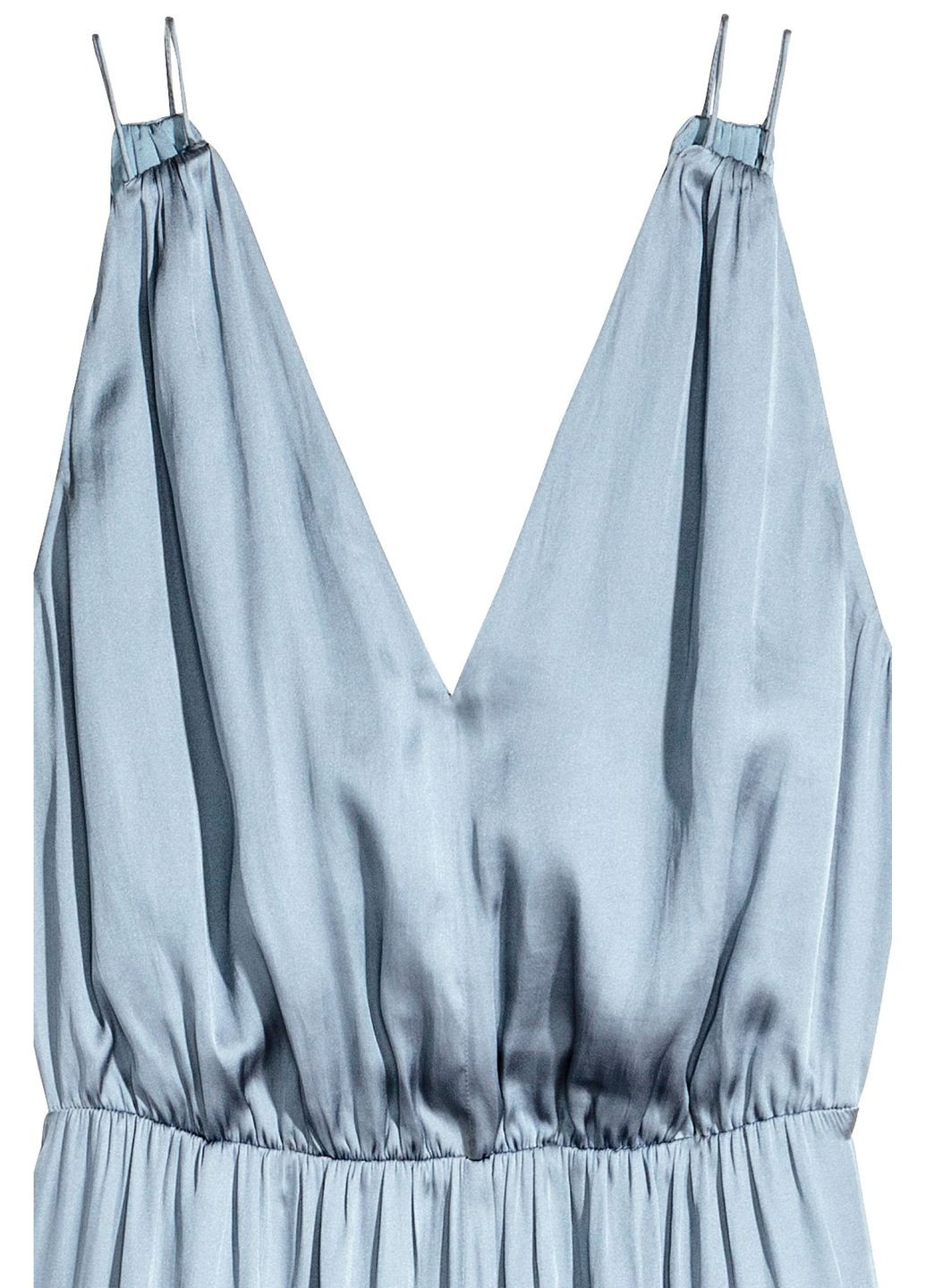 Серо-голубое платье атласное H&M однотонное